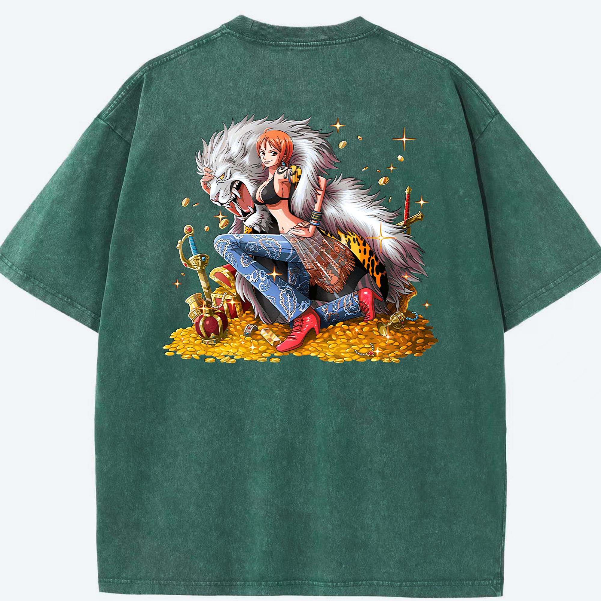 ワンピース ナミ ONE PIECE Nami 綿100% ヴィンテージ風 半袖Tシャツ（背面プリント）